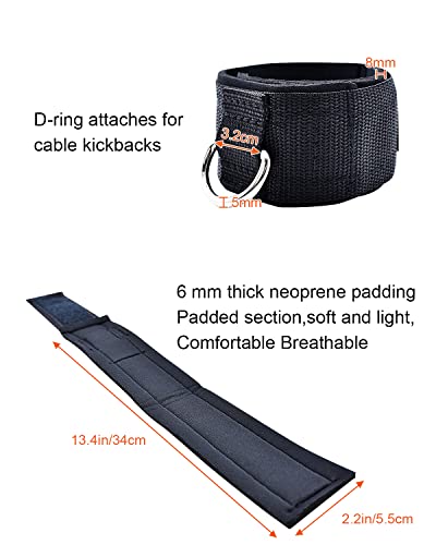 ATENTO 2 Pairs Ankle Strap for Cable Machine, Comfortable Padded Ankle Wrist Cuffs for Kickbacks, Glutes Workout & Lower Body Exercises, Adjustable & Breathable Ankle Straps for Women & Men (Black)