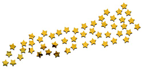 Wall1ders Stars 3D Acrylic Mirror Wall Stickers for Home and Office (Golden) - Set of 50 Pieces