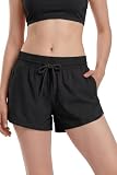 westag Perioden Badehose 2 in 1 Period Badeshorts mit Taschen Leckdicht‌ Bikini Bottoms Menstruations Badeanzug für Teens Schwarz M