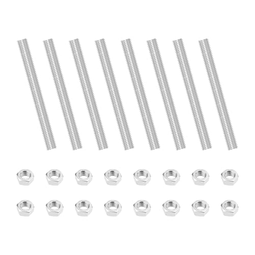 MISIQIMA 8 Pièces Tige Filetée,Tige Inox Filetée, Tiges Filetées Entièrement Fileté, avec 16 Écrous (M8/60mm)