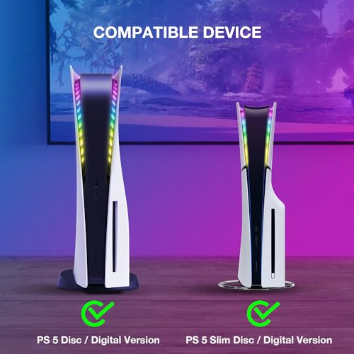 Image of JUSPRO PS5 LED Light Strip, RGB Ring LED Lights Kit Accessories Compatible with PS5 Slim Console Digital Edition & Regular Edition