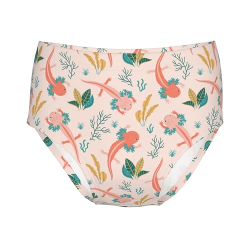 Cute Axolotl And Plant Girls' Underwear Soft Cotton Little Girls Panties Comfort Briefs