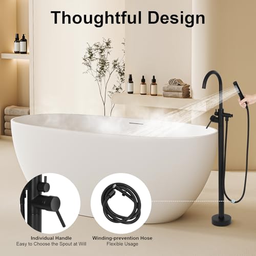 Mitigeur de bain sur pied design cascade avec douchette finitions premium - 5