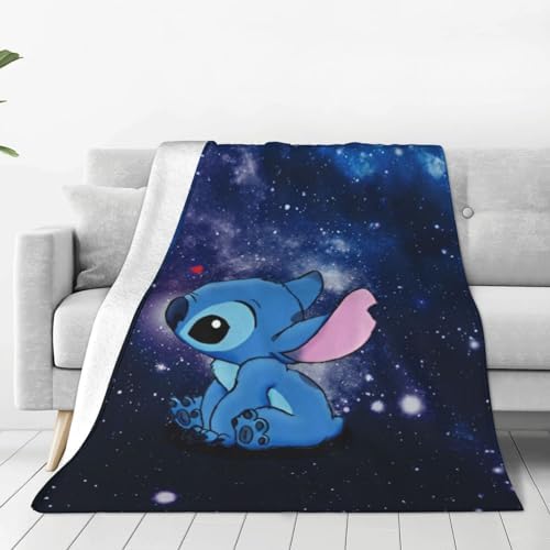 Girls Throw Blanket Kawaii Stitch Air-Conditioned Room Blanket All Season for Couch Sofa Bed Bedroom Bedding Girls Throw Blankets Gifts 40×30 Inch