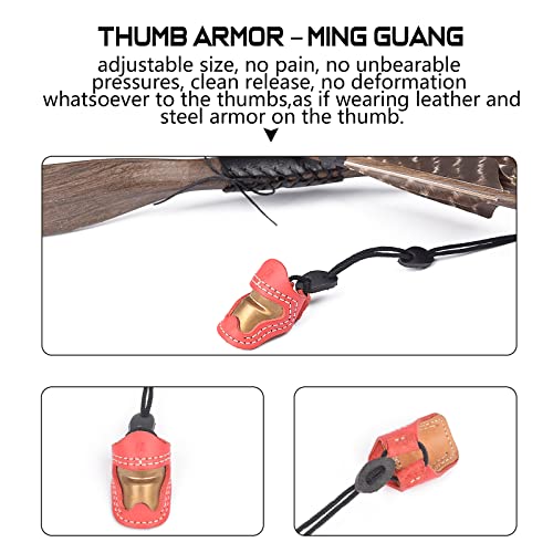 Elong Soft Leather & Brass Thumb Armor Ming Guang Archery Thumb Ring For Traditional Reurve Bow Finger Guard Protector Shooting Glove #TOP2