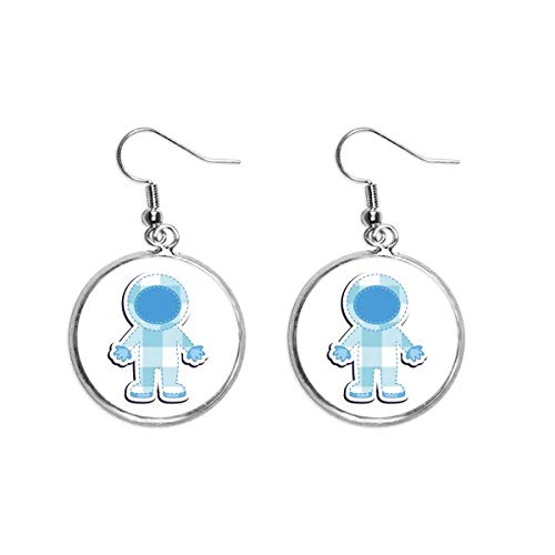 Pendientes colgantes de plata con diseño de astronauta del universo y alienígena para mujer