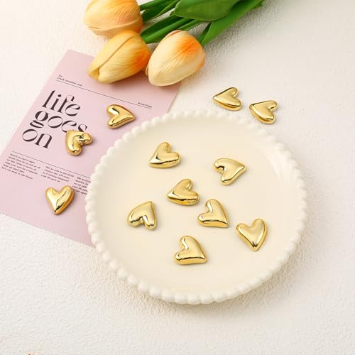 Set de 12 imanes decorativos dorados en forma de corazón miniatura 6