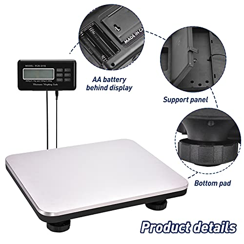 Accurate Shipping Scale 440-660Lbs Lcd Digital Postal Scale Portable Stainless Steel Platform Heavy Duty Scale For Home Post Office Industrial Warehouse (660 Lbs) #TOP7