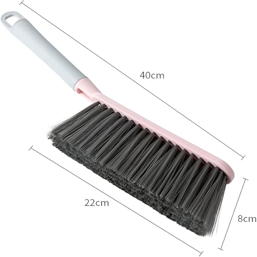 Image of Dust Removal Brush with Long Handle - Microfiber Bristles, Semi-Hard Duster for Carpet, Keyboard, Furniture, Sofa, Bed, Car, Hotel & Home - All-Purpose Cleaning Brush for Household Use (Pink)