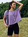 SENSERISE Womens Open Back Workout Tops Backless Short Sleeve Athletic Shirt Running Crop Top Gym Yoga Tee(Lavender Purple,L)