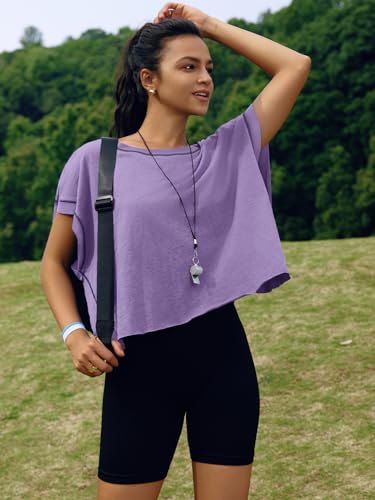 Image of SENSERISE Womens Open Back Workout Tops Backless Short Sleeve Athletic Shirt Running Crop Top Gym Yoga Tee