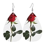Una Rosa Roja Mujer Pendiente De Gota Llamativos Pendiente De Gancho Largos Pendientes Para Boda Uso Diario Múltiples Piercings