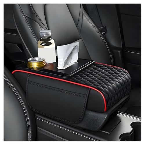 HFHFYKUF 5-in-1 Car Center Console Cover for Alfa Romeo 147 (937) 147 5Door/147 3Door GTA/JTD/TS, Multifunctional Armrest Cushion with Cup Holder & Storage Pocket & Tissue Holder, Armrest Storage Box