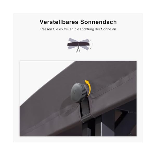 PURPLE LEAF Hollywoodschaukel 3-Sitzer mit Liegefunktion Grau