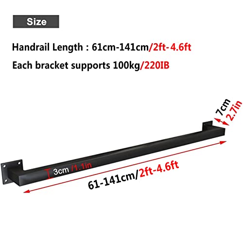 Modern Stair Handrail Grab Bar Kit, Black Galvanized Industrial Iron Hand Rail For Indoor Stairs Wall Mount Support, Wall Staircase Handrail, Safety Handle, Steps Baluster (3.3Ft, 1) #TOP1