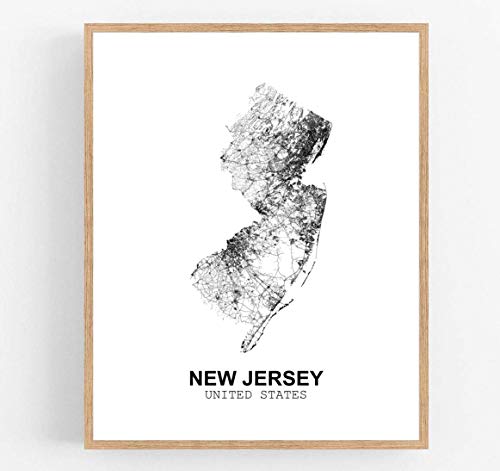 Eleville 8X10 Unframed New Jersey United States Country View Abstract Road Modern Map Art Print Poster Wall Office Home Decor Minimalist Line Art Hometown Housewarming wgn186