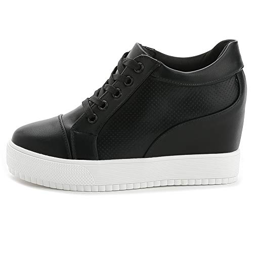 Image of ACE SHOCK Women Wedges Sneakers with Hidden Heel Ankle High Platform Walking Shoes Fashion Bride Wedding Shoes