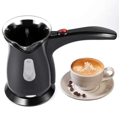 HWIREUIGT Cafetera Turca Eléctrica de 500 W, Capacidad para 4-5 Tazas, Preparación Rápida de Café, Italiano, Griego, Turco, para Casa, Viajes, Enchufe de la UE.