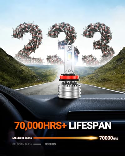 Image of SEALIGHT 9005 H11 Bulbs, 180,000LM 14X Brightness, HB3 H8 /H16 /H9 6500K Cool White LED Bulbs, IP68 Waterproof 70000Hrs Lifespan, 5X Heat Dissipation driving LED Bulbs, Plug and Play, 4 Pack