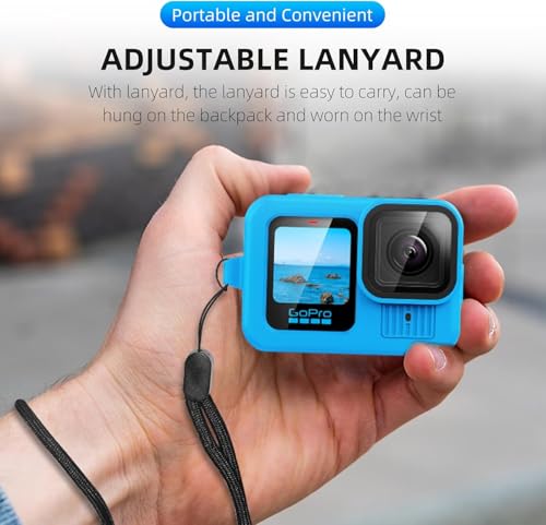 Image of M.G.R.J Silicone Protective Case Cover for Gopro Hero 13, Silicone Sleeve with Lanyard Lens Cap (Blue)