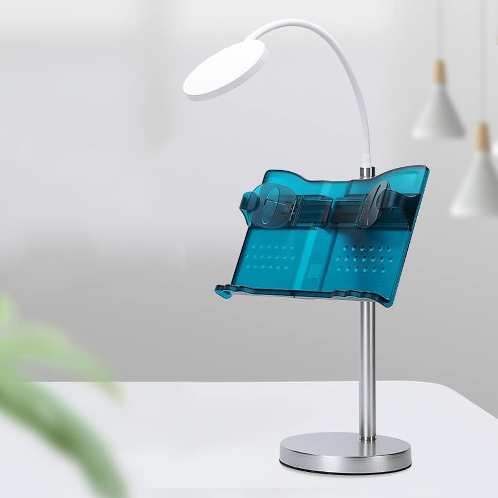 Lifting Reading Rack Multi-Functional Shelf Book Bracket Student with Small Table Lamp(Frosted Green)