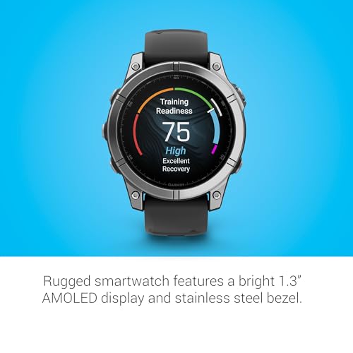 Image of Garmin fēnix E - 47 mm, AMOLED, Premium Multisport GPS Smartwatch, Long-Lasting Battery Life, Stainless Steel with Black Band