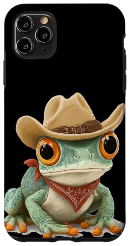 カウボーイとヒキガエル愛好家のための素晴らしいカエルのロデオコスチューム。 スマホケース iPhone 11 Pro Max 用