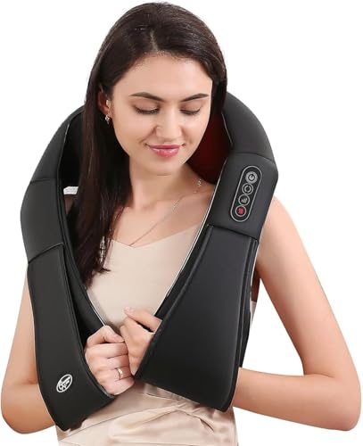 Masajeador de Cuello y Hombros, Shiatsu Masajeador Cervical Eléctrico con Función de Calor, Masajeador Espalda de 3 Posiciones Ajustables, para Relajación de Fatiga el Hogar y la Oficina