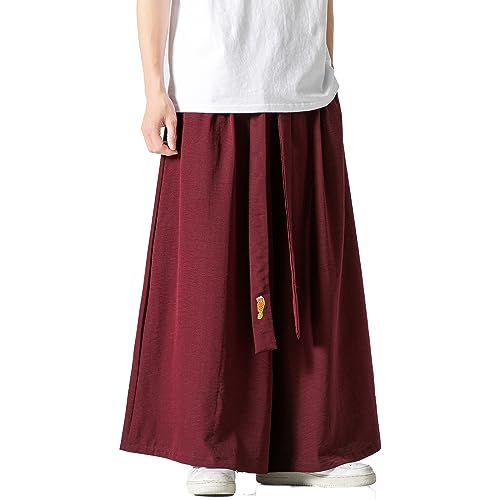 GURUNVANI Men's Wide Leg Drawstring Pants Japanese Soft Yoga Pants Hip Hop Baggy Trousers
