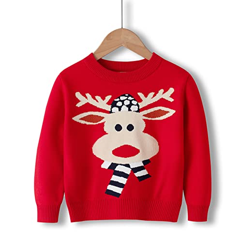 Toddler Boys Girls Xmas Sweater Long Sleeve Reindeer Print Crewneck Cute Pullover Top Winter Warm Sweatshirt2