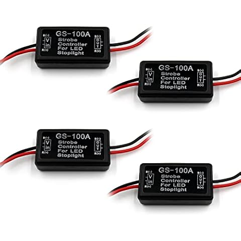 FXC 4Pack 24W Flash Strobe Controller Flasher Module for LED Brake Light Tail Stop Light 12-30V Cover