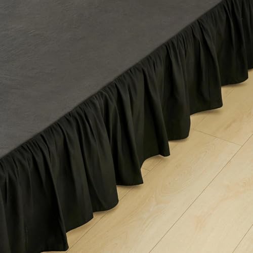 Bed Skirt Full Size Ruffled Bed Skirt with Split Corners, Black Full Bed Skirts 18 Inch Drop with Platform, 18'' Full
