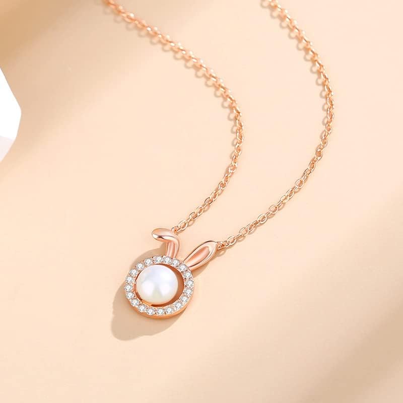 NONNYL White Freshwater Pearl Necklace for Women - Cultured Pearl Pendant Necklaces in S925 Sterling Silver with Genuine Cultured Pearls, Pearl for Gifts for Women Girlfriend Her