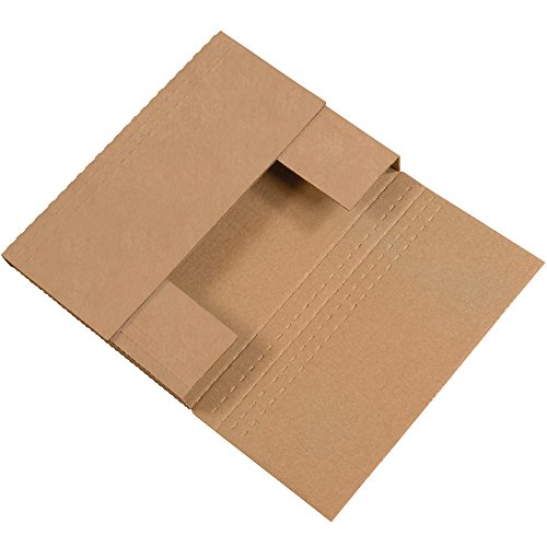 Boxes Fast BFM2BKK Corrugated Cardboard Easy-Fold Mailers, 12 1/8 x 9 1/8 x 2 Inches, Fold Over Mailers, Adjustable Die-Cut Shipping Boxes, Multi-Depth, Large Kraft Mailing Boxes (Pack of 50)