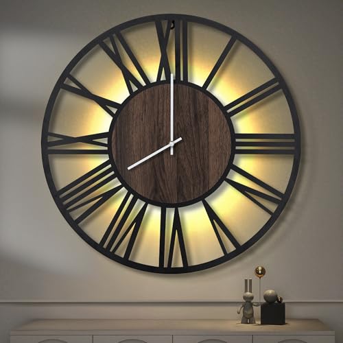 LEIKE 30" Oversized Wall Clock, LED Backlit Industrial Home Decor