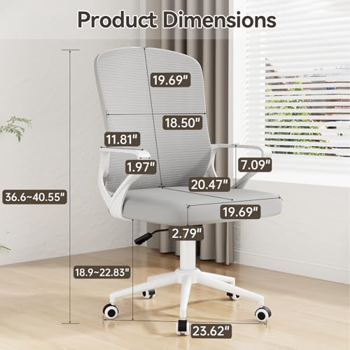 naspaluro Computer Desk Chair, Ergonomic Chairs with 3D Lumbar Support, Unique Armrests Mesh Chairs with Metal Claws, Mid-Back Home Office Chair-Gray Chair - Image 2