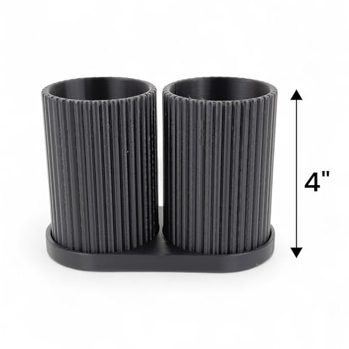 Image of Tooth Brush Holder Bathroom, Brush Holder for Bathroom Organizer, Toothbrush Holder Stand, Brush Stand, Comb Holder, Hostel Essentials for Girls College, Toothpaste Holder (Black)