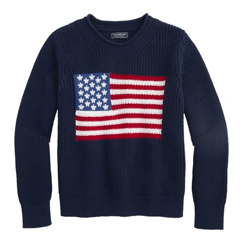 vineyard vines Girls' Roll Neck Americana Crew Sweater3