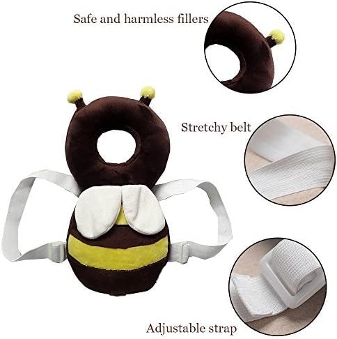 Synlark® Baby Head Protector Cushion Plush Soft Toy Early Learning Toy Fall Protection Helmet Baby Head Protector Child Adjustable Shoulder Strap (Brown) 2