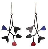 Giclee - Pendientes de latón impreso, diseño de caldera, color rojo y negro