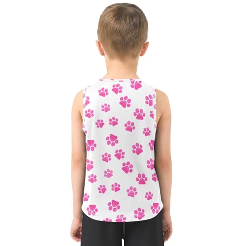 J JOYSAY Cartoon Paw Footprint Fuchsia Boys Tank Top Sleeveless Muscle Shirts Quick Dry Kids T-Shirts 3-15T3
