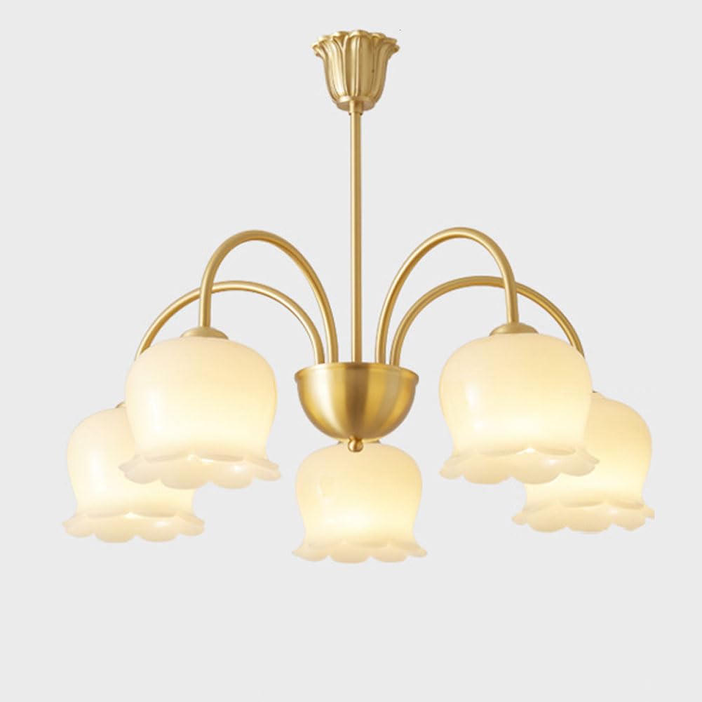 Lustre tout cuivre style crème français pour éliminer l'éclairage agressif du salon