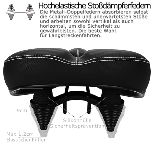 DAWAY C30 Übergroßer bequemer Fahrradsattel & Ersatzsitz - Extra breiter Fahrrad Sattel für...