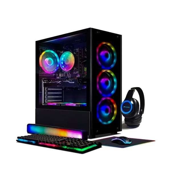 STGAubron Gaming PC Desktop, GeForce GTX 1660 Super 6G, Intel Core i7 up to 3.9G, 32G RAM, 1T SSD, WiFi, BT 5.0, RGB Fan x6, RGB Mouse Pad, RGB BT Sound Bar, RGB BT Gaming Mic, Windows 10 Home