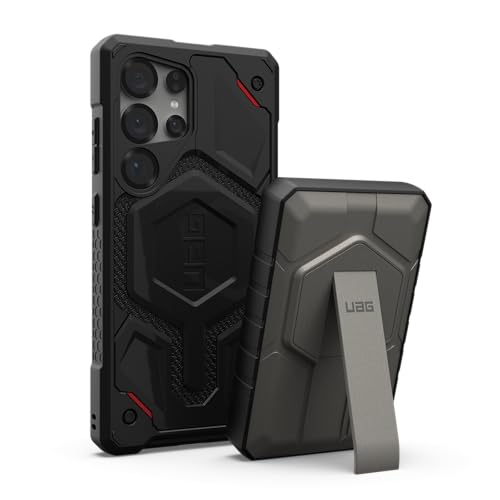 URBAN ARMOR GEAR UAG Designed for Samsung Galaxy S25 Ultra Case Monarch Pro, Compatible with Magnetic Charging Bundle with 10000mAh Power Bank with Stand (Kevlar Black + Black/Titanium)