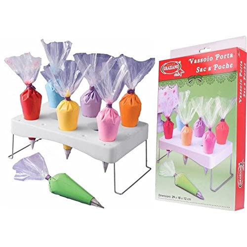 Graziano, Porta Sac À Poche, Supporto In Plastica Per Sac À Poche, Prodotto Ideato Per Appoggiare Il Sacchetto Da Pasticceria Pieno Per Evitare Di Spo