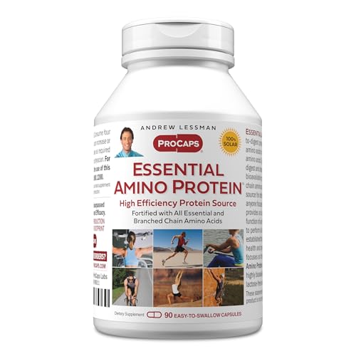 ANDREW LESSMAN Essential Amino Protein 90 Capsules - A Highly Bioavailable Protein Source with Essential and Branched Chain Amino Acids. Supports Structure and Function of Key Organs and Tissues.