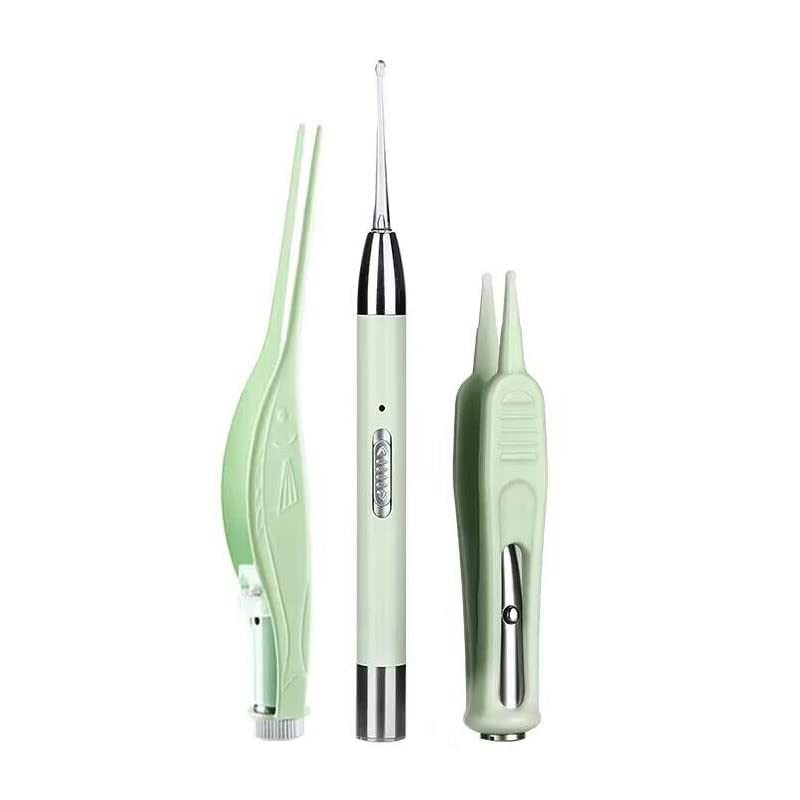 zalati Outil de suppression de cérumen 3 pièces électrique avec outil de nettoyage d'éclairage rechargeable pour les soins du nez des oreilles