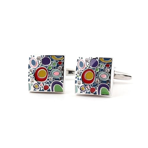 Casual fun Colored Painted Metal Cufflinks with Diamonds Wear Accessories