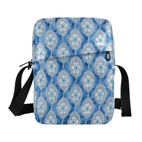 messenger bag for women crossbody Small Crossbody Bags Shoulder Handbag For Travel Adjustable Strap for Casual Casual- Porcelain Blue Flowers